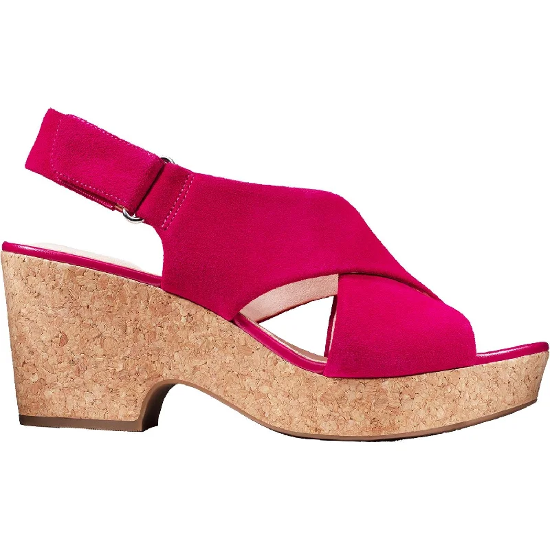 Men's sandals with a decorative buckle or charmWomen's Clarks Maritsa Lara Fuchsia Suede