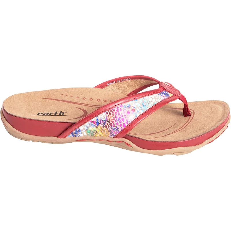 Men's sandals with a cushioned footbedWomen's Earth Maya Red Floral Print Leather