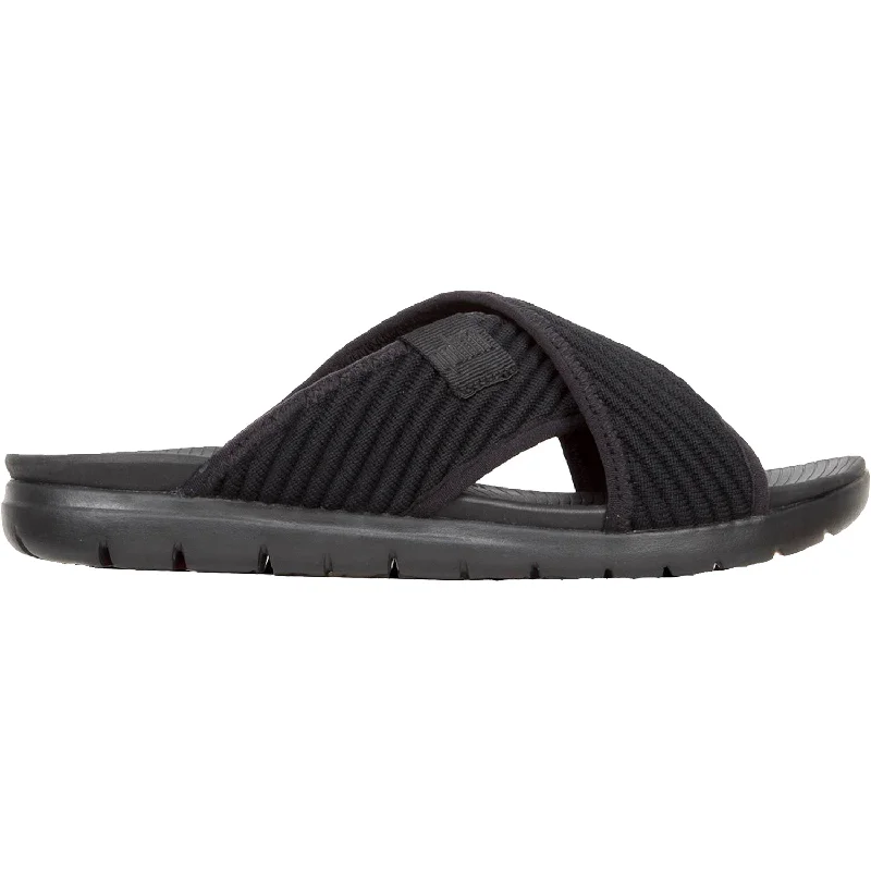 Men's sandals with a leather lining for comfortWomen's Fit Flop Artknit Cross Slide Black Fabric