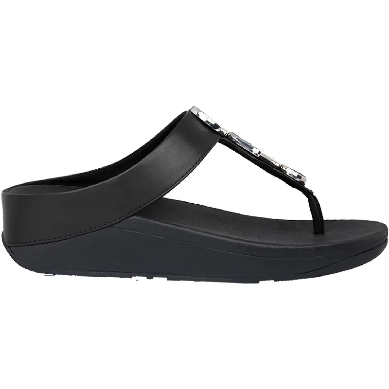 Men's sandals with a perforated leather upper for ventilationWomen's Fit Flop Leia Black Synthetic