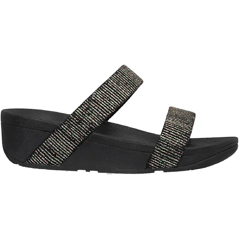 Men's sandals with a rubber sole for tractionWomen's Fit Flop Lottie Glitter Stripe Slide Black Fabric