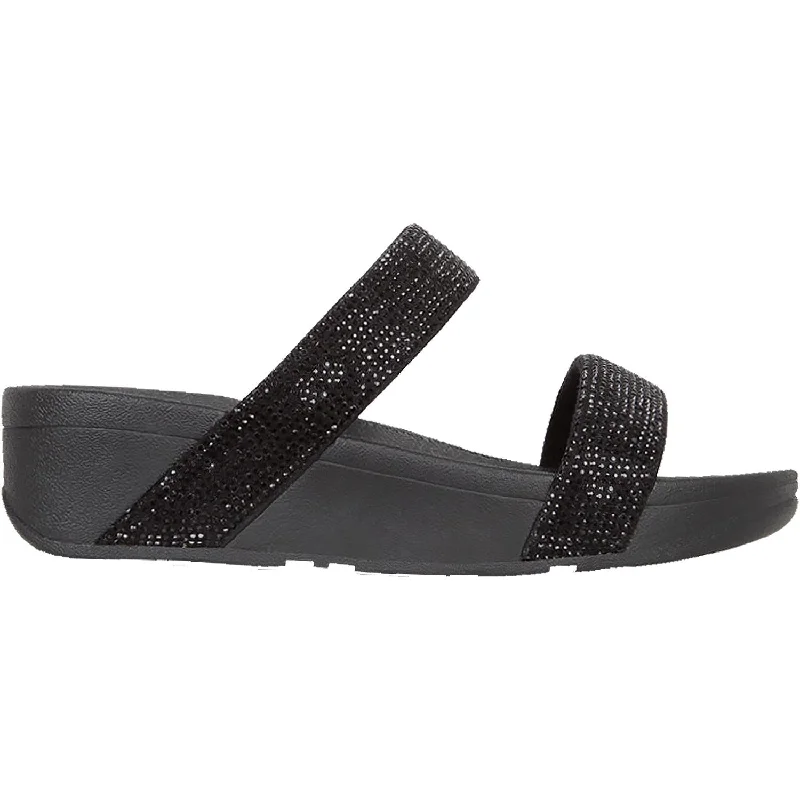 Flip - flop style men's sandals for beach wearWomen's Fit Flop Lottie Shimmercrystal Slide Black Fabric