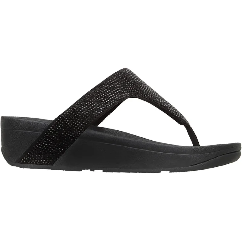 Men's sandals with a padded heelWomen's Fit Flop Lottie Shimmercrystal Toe Post Black Fabric