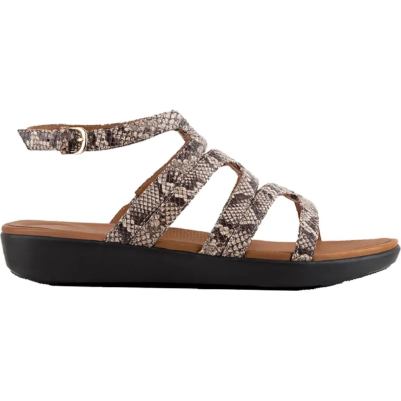 Men's leather sandals with an adjustable strapWomen's Fit Flop Strata Gladiator Taupe Snake Leather