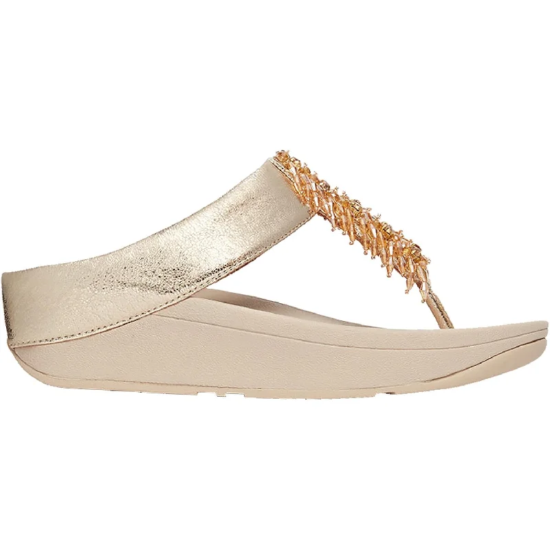 Men's sandals with a wide strap for supportWomen's Fit Flop Velma Adorn Toe-Thong Gold Synthetic