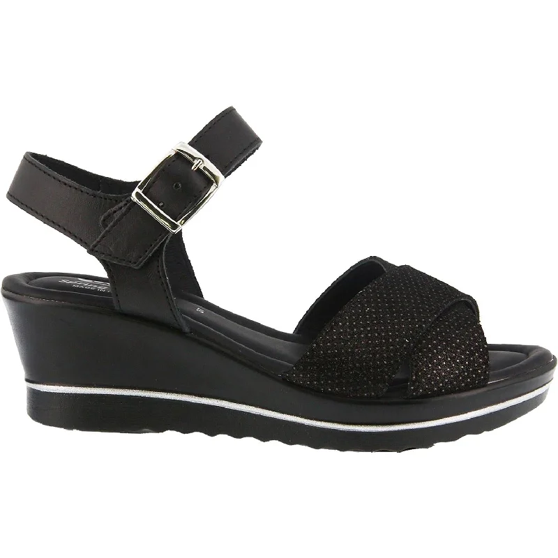 Men's sandals with a durable outer soleWomen's Spring Step Rochelle Black Leather