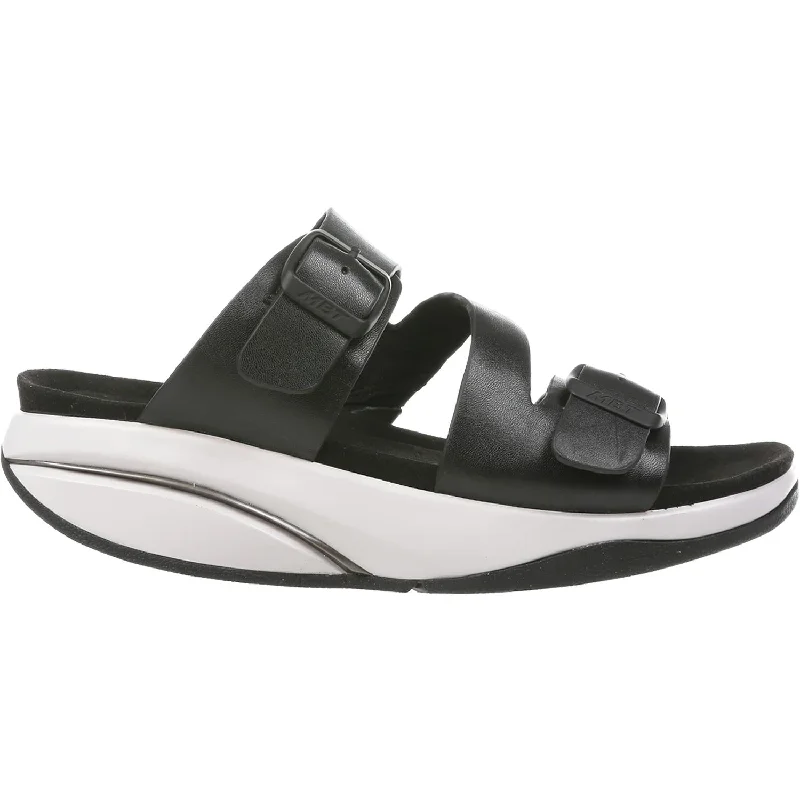 Men's sandals with a buckle closureWomen's MBT Kace Black Metallic Leather