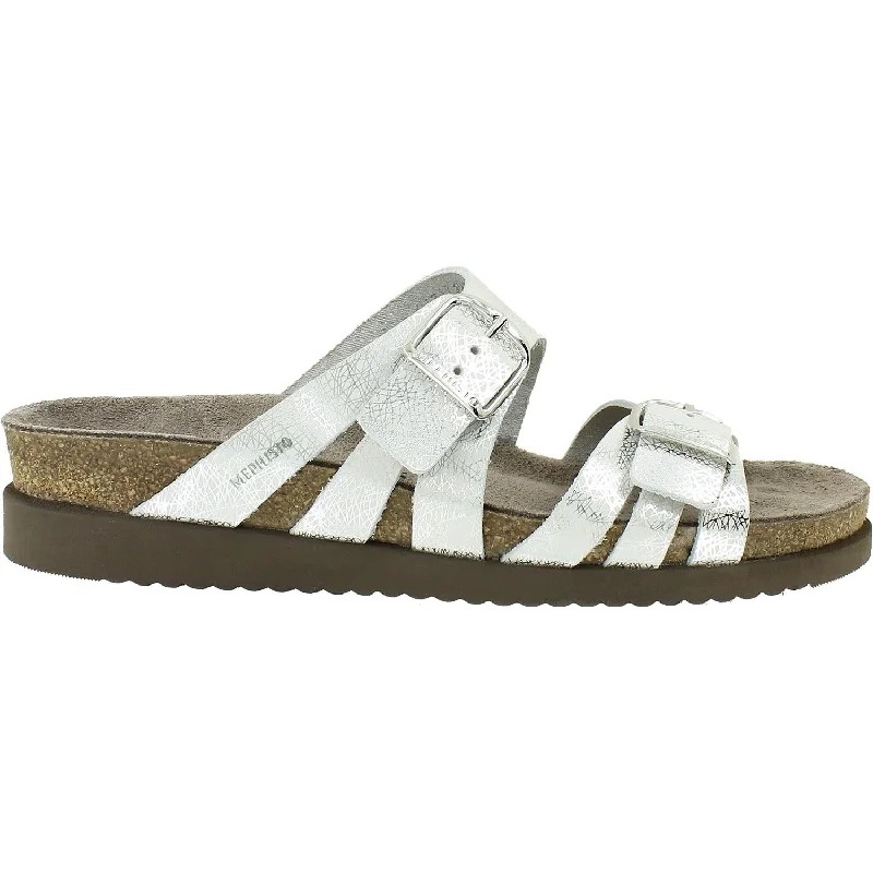 Men's sandals with a wide strap for supportWomen's Mephisto Helisa Silver Edison Leather