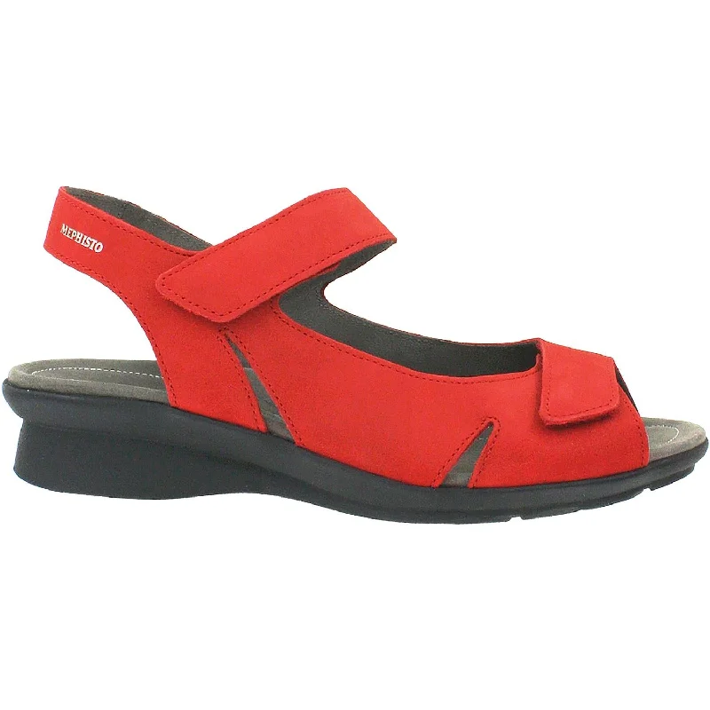 Men's sandals with a perforated leather upper for ventilationWomen's Mephisto Perry Scarlet Bucksoft Nubuck