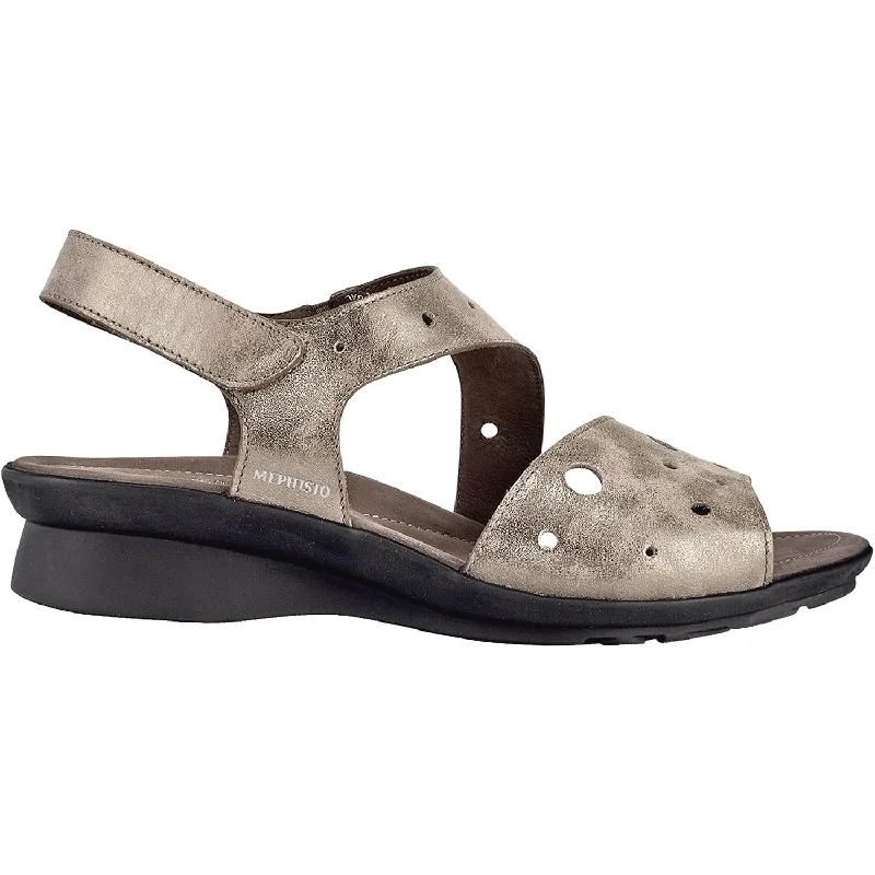 Flip - flop style men's sandals for beach wearWomen's Mephisto Phiby Perf Dark Taupe Metallic Leather