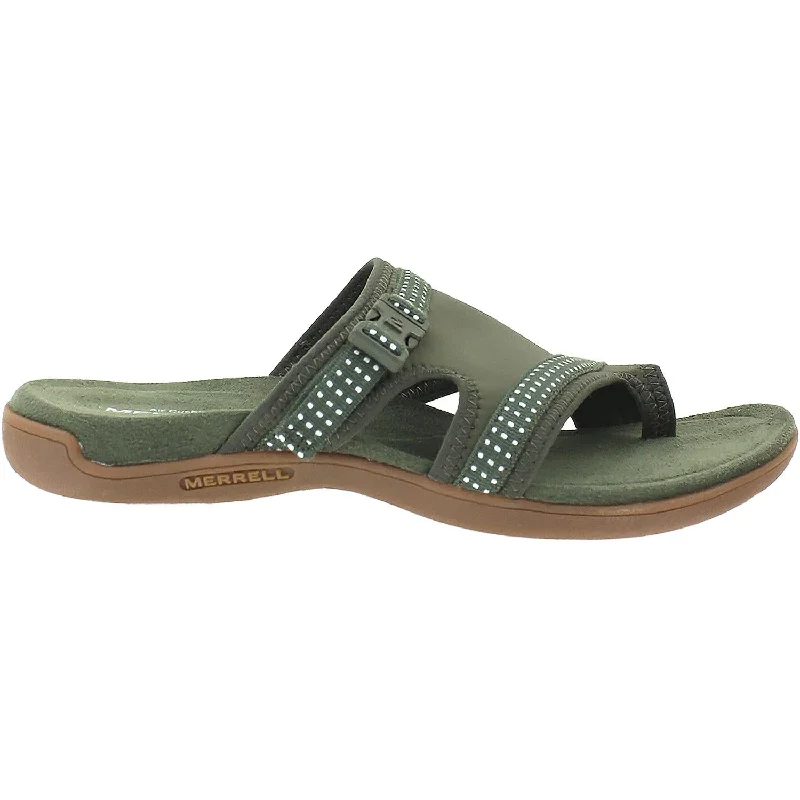 Men's sandals with a perforated leather upper for ventilationWomen's Merrell District Muri Wrap Dusty Olive Fabric