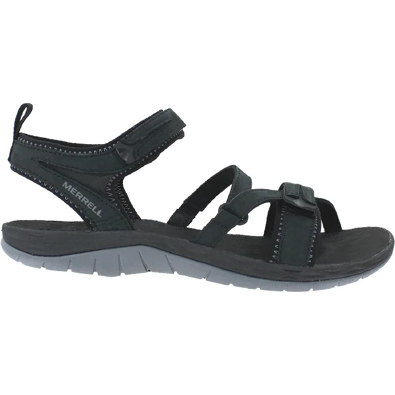 Men's sandals with a decorative buckle or charmWomen's Merrell Siren Strap Q2 Black Nubuck