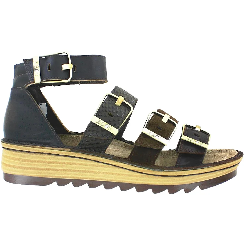 Men's sandals with a cushioned footbedWomen's Naot Begonia Mine/Hash/Brown/Volcanic Leather/Suede