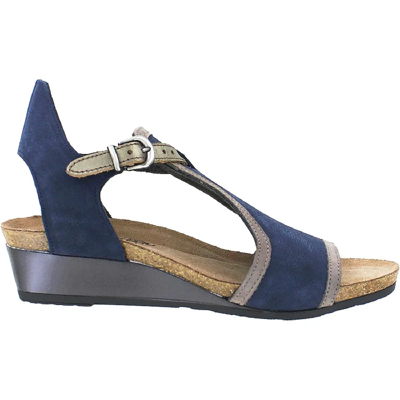 Men's sandals with a rubber sole for tractionWomen's Naot Fiona Navy/Shiitake/Pewter Nubuck/Leather