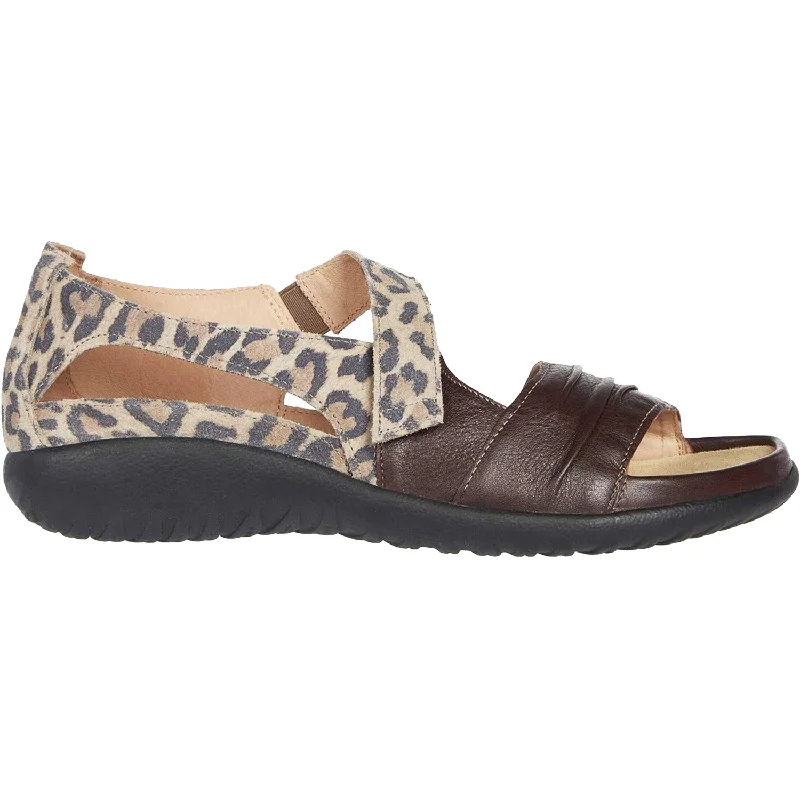 Men's leather sandals with an adjustable strapWomen's Naot Papaki Brown Cheetah Leather