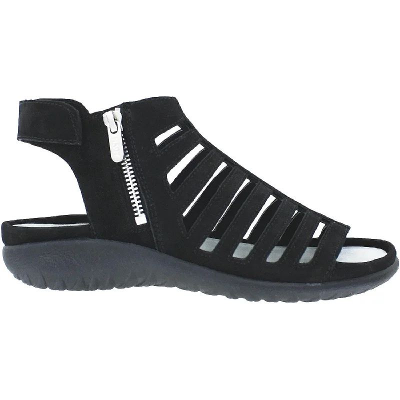 Men's sandals with a wide strap for supportWomen's Naot Pitau Black Velvet Nubuck