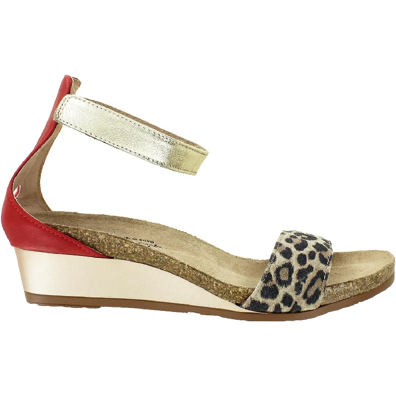 Men's sandals with a pointed toe for a stylish lookWomen's Naot Pixie Cheetah/Kiss Red/Radiant Gold Suede/Leather