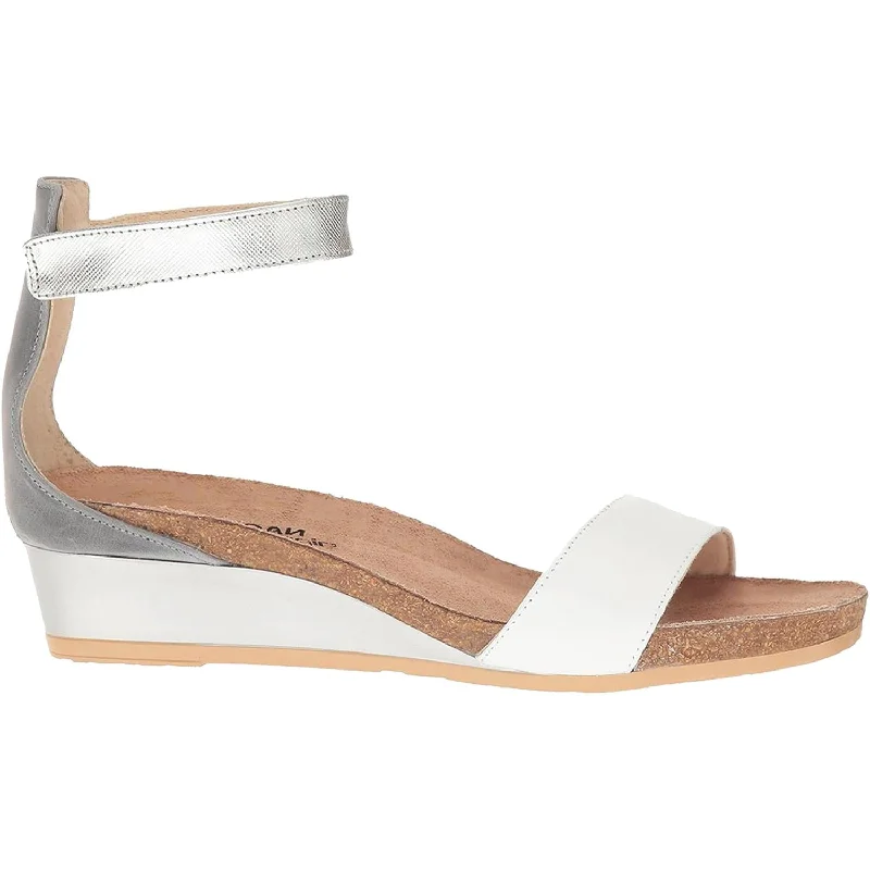 Men's sandals with a contrast stitching detailWomen's Naot Pixie White/Slate/Silver Leather