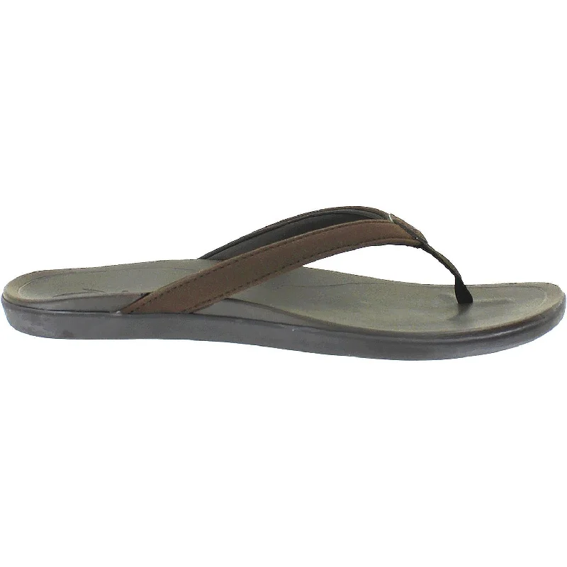 Men's sandals with a cushioned footbedWomen's OluKai Ho'Opio Dark Java/Dark Java Synthetic