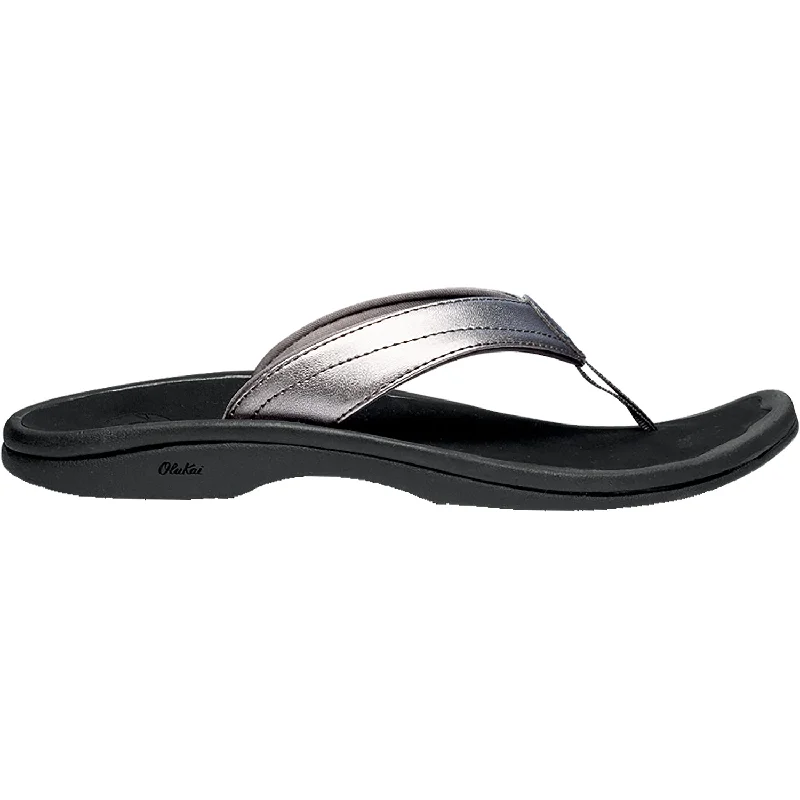 Waterproof men's sandals for water activitiesWomen's OluKai Ohana Pewter/Black Synthetic