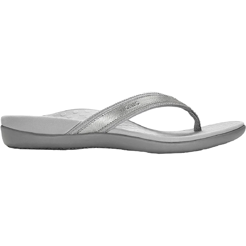 Men's sandals in a neutral color like black or brownWomen's Vionic Tide II Pewter Metallic Leather