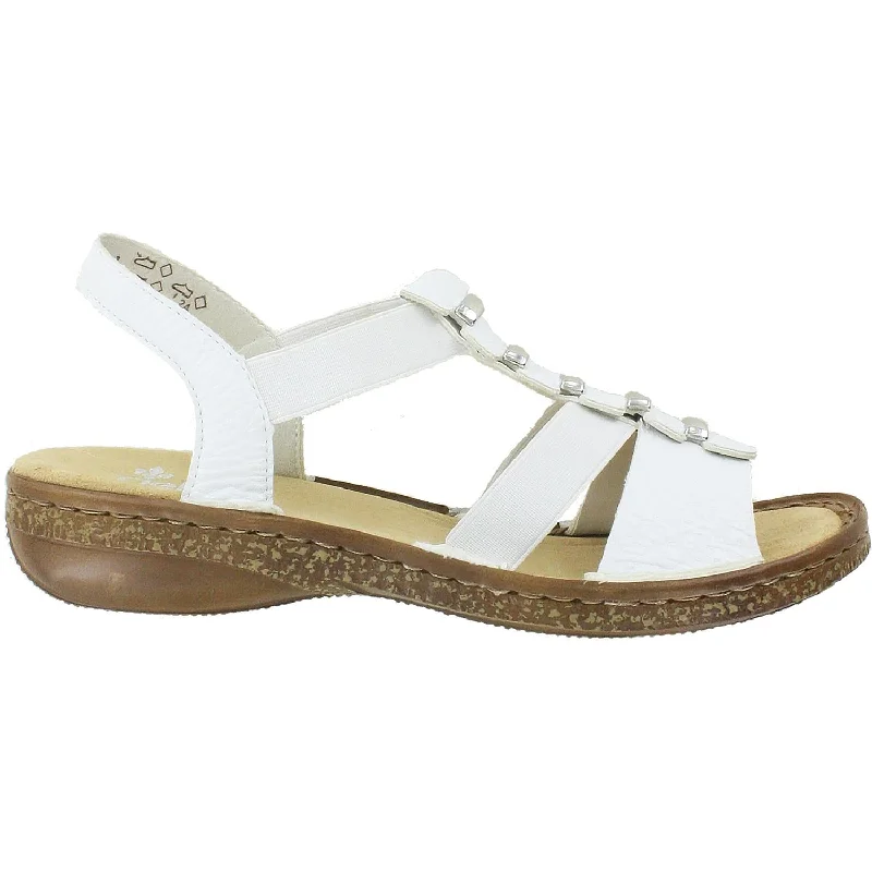 Men's sandals with a pointed toe for a stylish lookWomen's Rieker 62850-80 Regina 50 White Synthetic