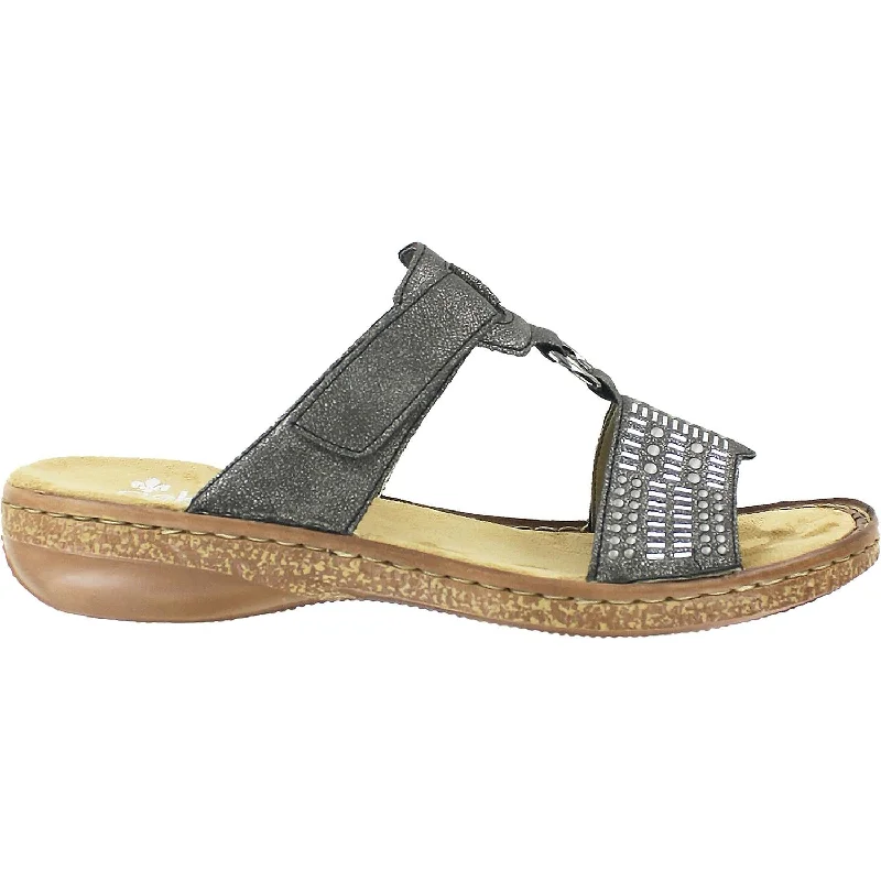 Men's sandals with a perforated leather upper for ventilationWomen's Rieker 62854-45 Regina 54 Stromboli Grey Synthetic