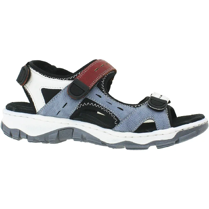 Men's sandals with a removable insole for cleaningWomen's Rieker 68872-13 Clara 72 Blue/Red/White Synthetic/Leather