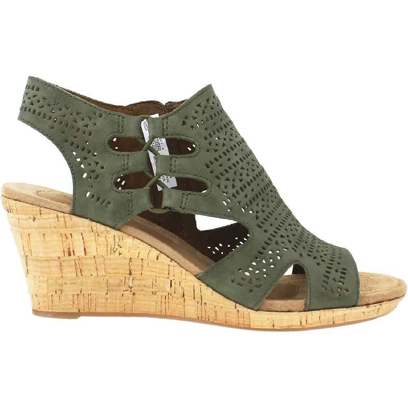 Men's sandals with a stretchy strap for a better fitWomen's Rockport Cobb Hill Janna Perf Bootie Green Nubuck