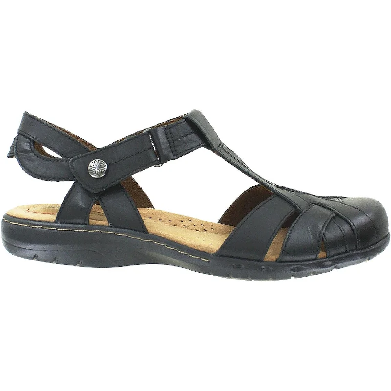 Men's sandals with a leather lining for comfortWomen's Rockport Cobb Hill Penfield T-Strap Black Leather