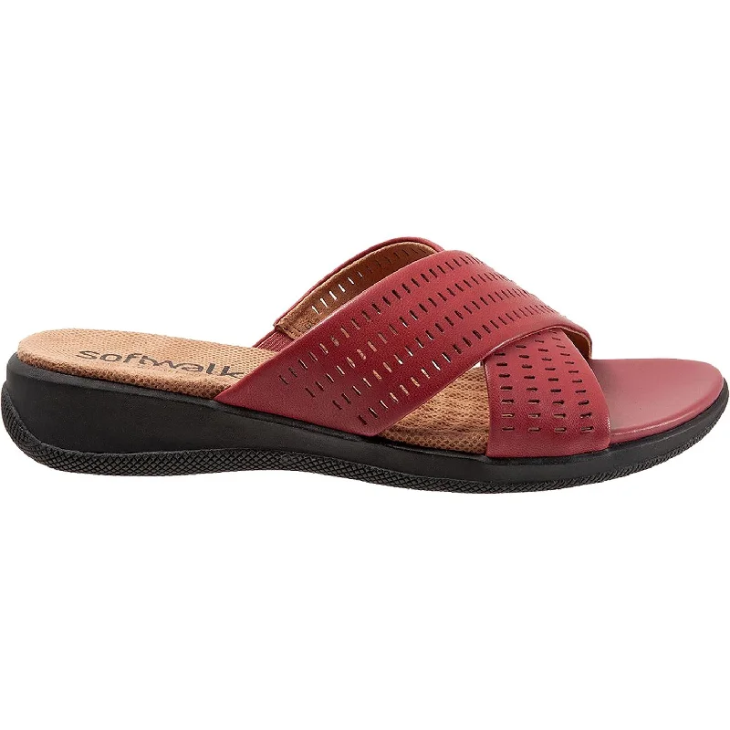 Men's sandals with a buckle closureWomen's SoftWalk Tillman II Dark Red Leather