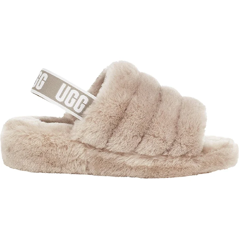 Men's sandals in a neutral color like black or brownWomen's UGG Fluff Yeah Slide Goat Sheepskin