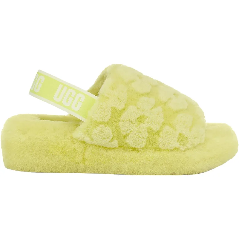 Men's sandals with a leather lining for comfortWomen's UGG Fluff Yeah Slide Poppy Pollen Sheepskin