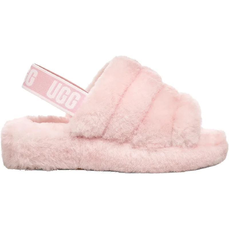 Men's sandals with a toe post designWomen's UGG Fluff Yeah Slide Seashell Pink Sheepskin