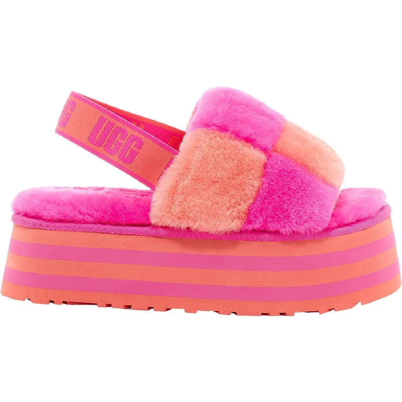 Men's sandals with a flexible sole for easy movementWomen's UGG Disco Checker Slide Vibrant Coral/Rock Rose Sheepskin