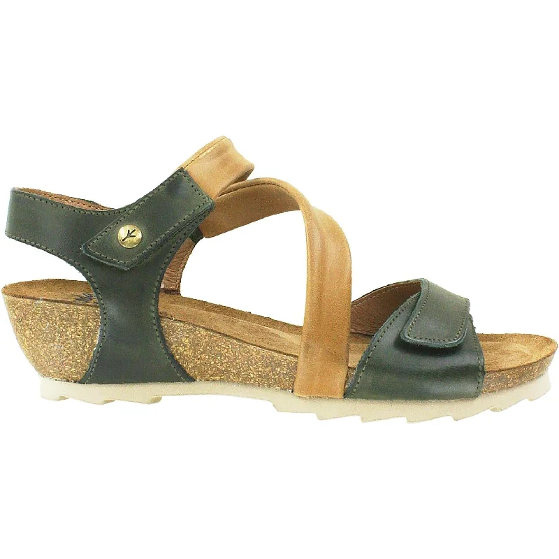 Men's sandals with a buckle closureWomen's Wanda Panda Bilma 2 Elefante Green/Tan Leather