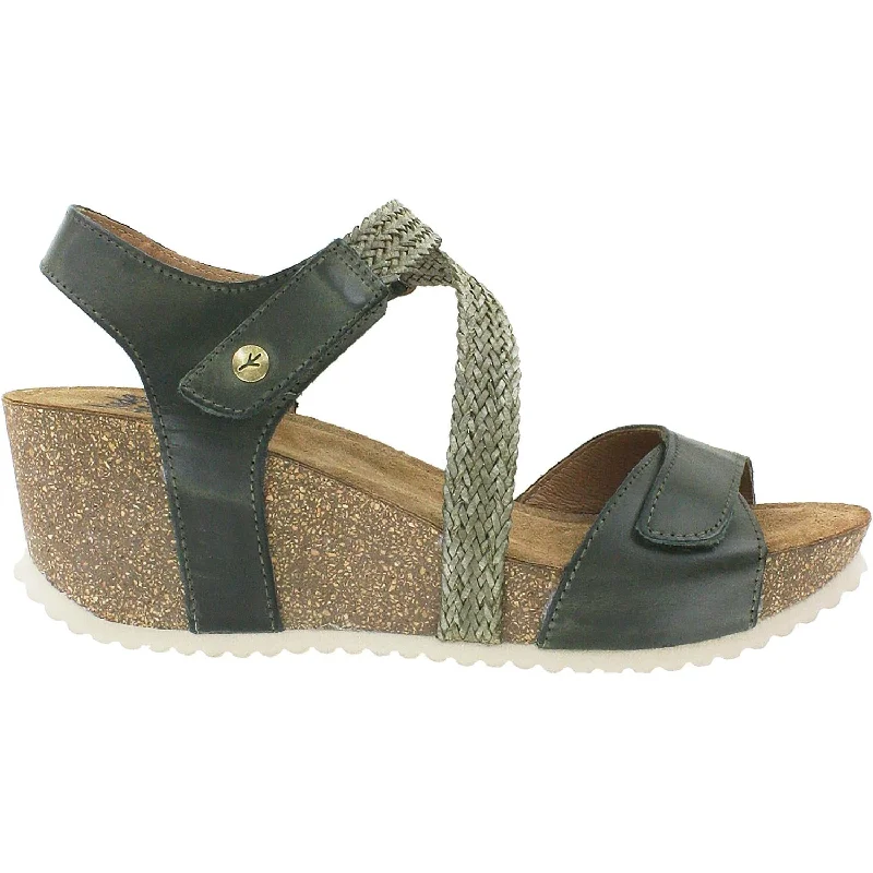 Men's sandals with a contrast stitching detailWomen's Wanda Panda Enia Elefante Green Leather