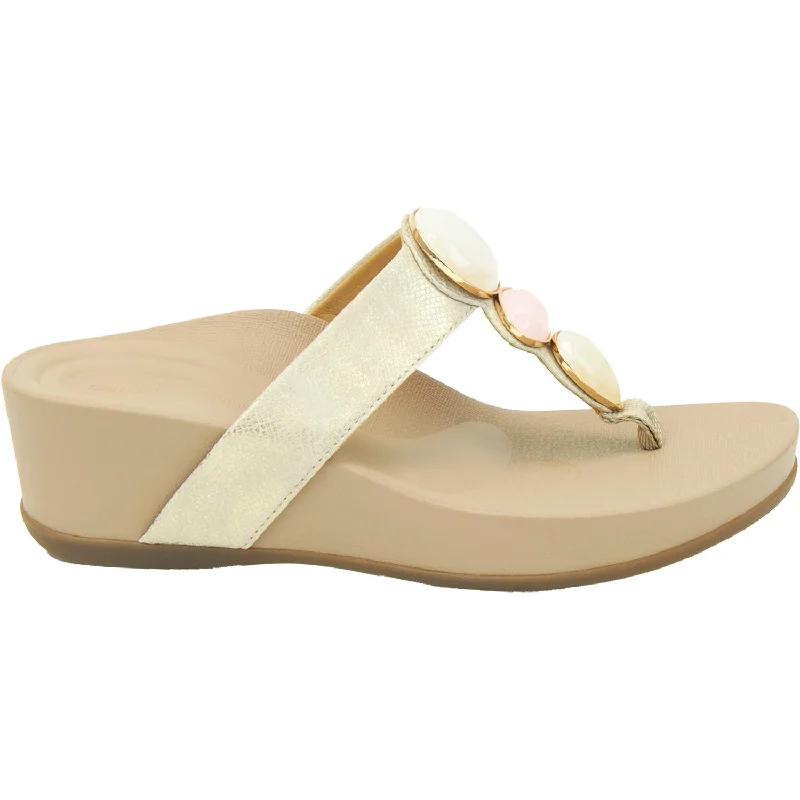 Men's sandals in a neutral color like black or brownWomen's Aetrex Alyse Light Gold Leather