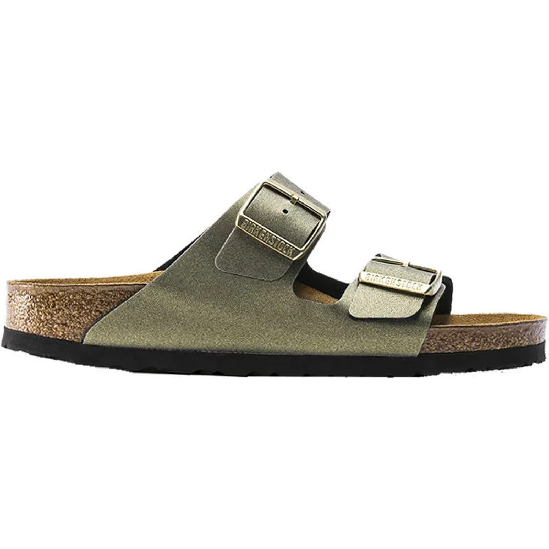 Men's sandals with a perforated leather upper for ventilationWomen's Birkenstock Arizona Icy Metallic Stone Gold Birko-Flor