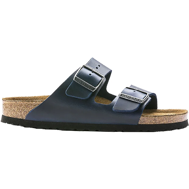 Men's sandals with a durable outer soleWomen's Birkenstock Arizona Soft Footbed Blue Oiled Nubuck