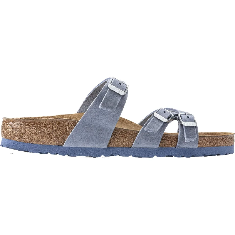 Flip - flop style men's sandals for beach wearWomen's Birkenstock Franca Dusty Blue Oiled Leather