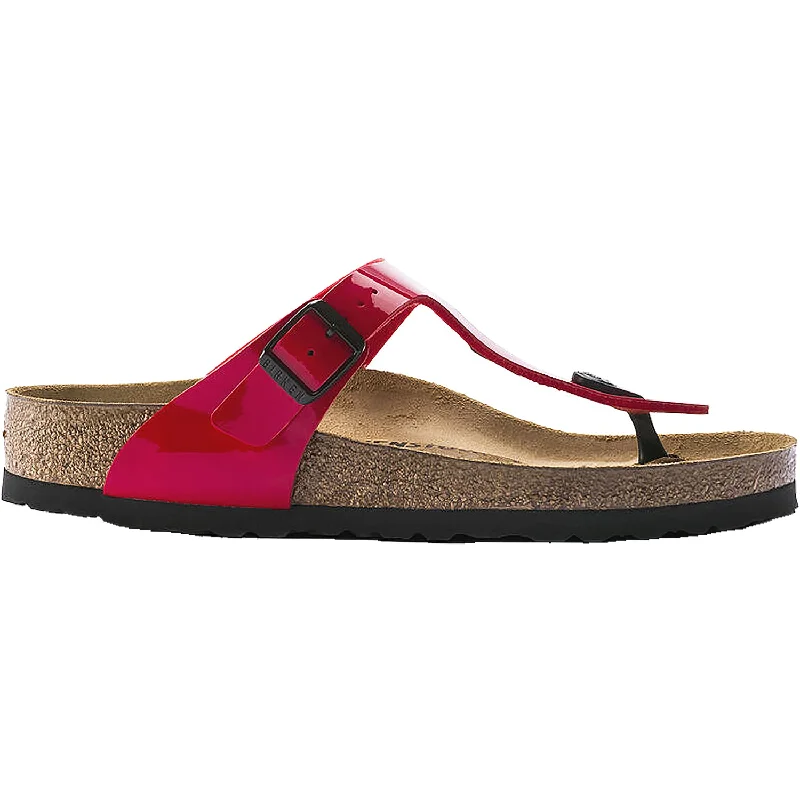 Men's sandals with a shock - absorbing insoleWomen's Birkenstock Gizeh Cherry Patent Birko-Flor