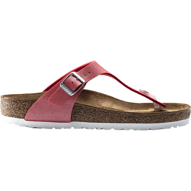 Men's sandals with a padded heelWomen's Birkenstock Gizeh Icy Metallic Poppy Birko-Flor