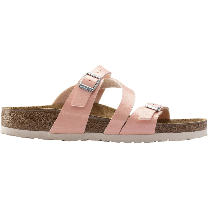 Men's leather sandals with an adjustable strapWomen's Birkenstock Salina Coral Peach Birko-Flor