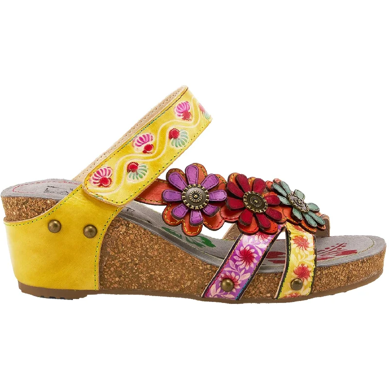 Men's sandals with a decorative buckle or charmWomen's L'Artiste by Spring Step Delight Yellow Multi Leather