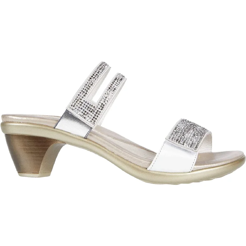 Men's sandals with a perforated leather upper for ventilationWomen's Naot Temper White Multi Rivets/White Pearl Leather