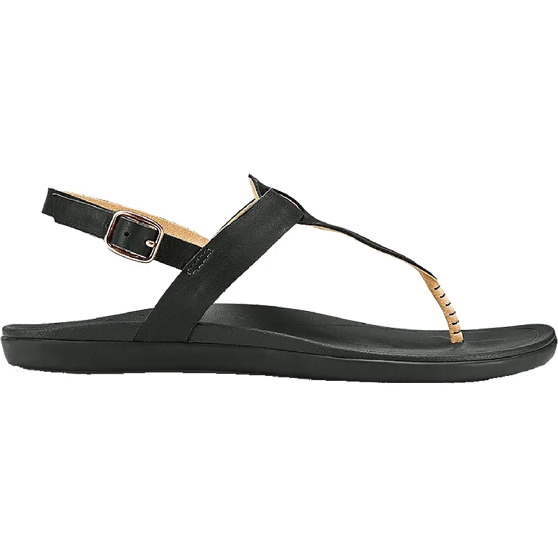 Men's leather sandals with an adjustable strapWomen's OluKai Ekekeu Black Leather