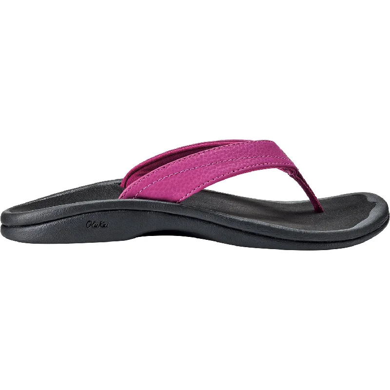 Men's sandals with a rubber sole for tractionWomen's OluKai Ohana Orchid Flower/Black Synthetic