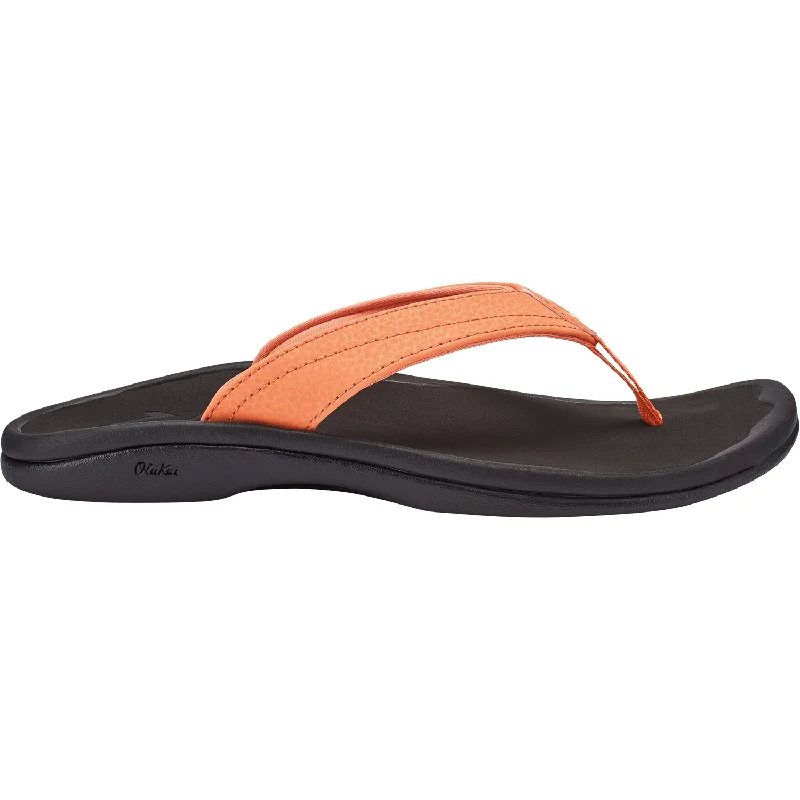 Men's sandals with a stretchy strap for a better fitWomen's OluKai Ohana Shell Coral/Black Synthetic