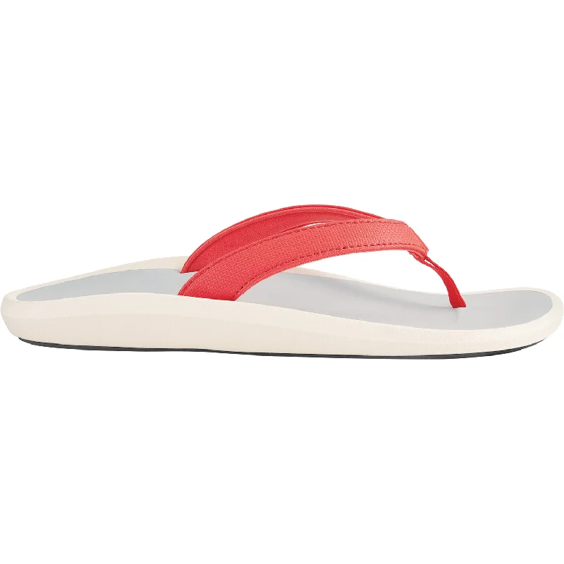 Men's sandals with a buckle closureWomen's OluKai Pi'oe Hot Coral/Mist Grey Synthetic